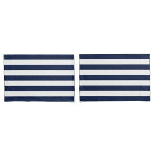 White Navy Blue Stripes Pattern {pick your color} Pillowcase