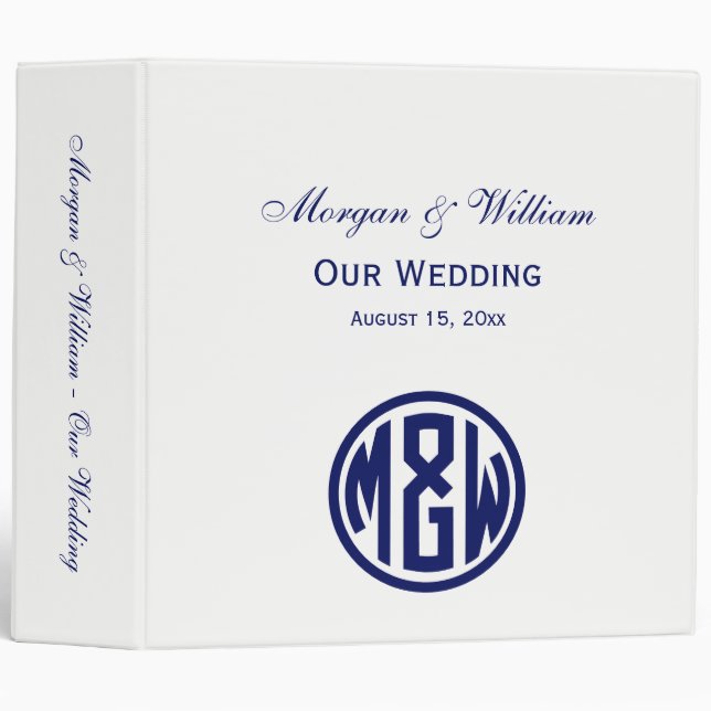 White Navy Circle Monogram Font DIY BG Binder (Front/Spine)