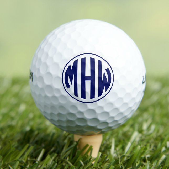 White Navy Circle Monogram Font DIY BG Golf Balls (Creator Uploaded)