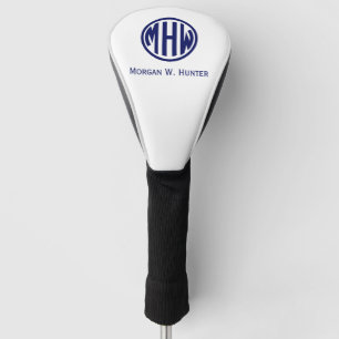 White Navy Circle Monogram Font DIY BG Golf Head Cover