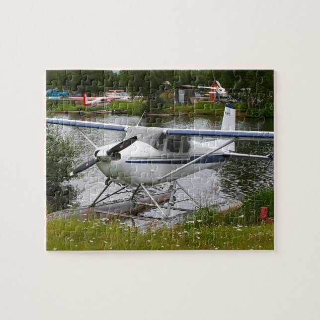 White, navy & grey float plane, Alaska Jigsaw Puzzle (Horizontal)