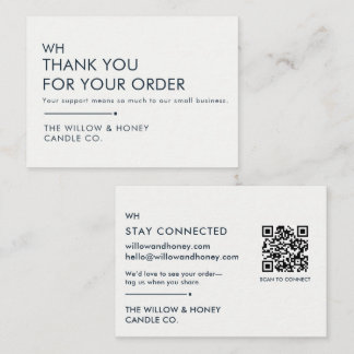 White Navy Minimalist Business Thank You Insert