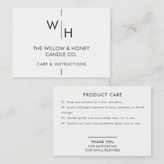 White Navy Minimalist Small Business Care Card