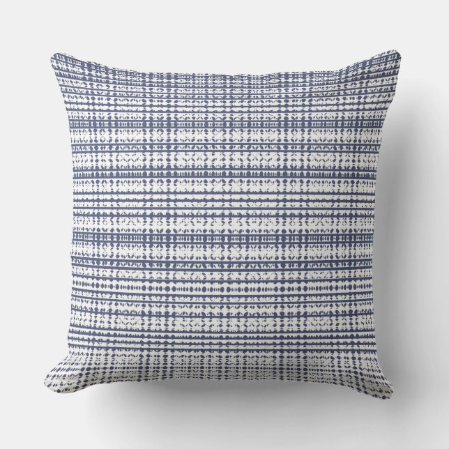 White Navy Plaid Design Throw Pillow (Front)