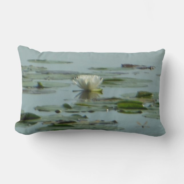 White Nenuphar Dragonfly Lumbar Pillow (Front)