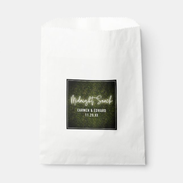 White Neon Boxwood Midnight Snack Wedding Favour Bag (Front)