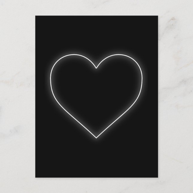 White Neon Heart - Love Valentines Holiday Postcard (Front)