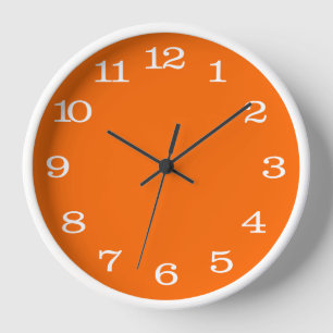 white neon orange solid color clock
