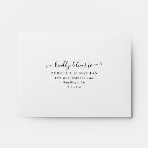 White & Neutral Blush Printed Return Address RSVP Envelope