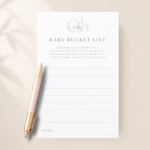 White Neutral Trendy Shower Baby Bucket List Game