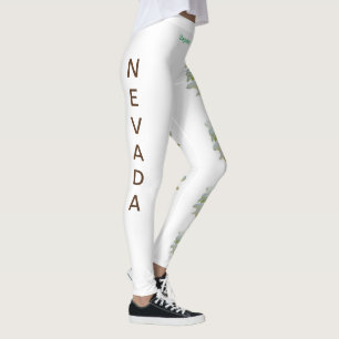 White Nevada State Flower Saguaro Cactus Leggings