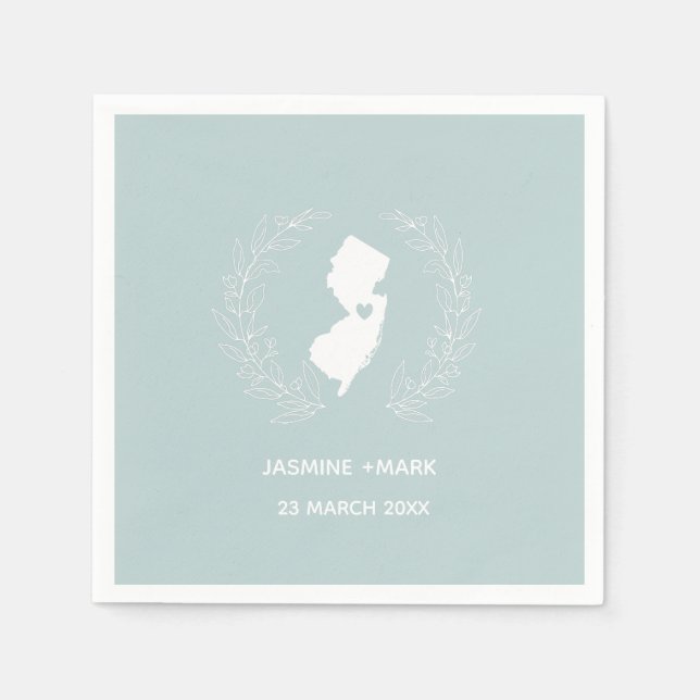 White New Jersey map custom names party  Napkin (Front)