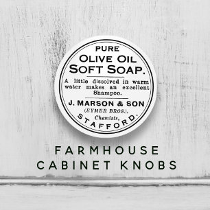 White New Vintage Pure Olive Oil Soap Ad Bathroom Ceramic Knob