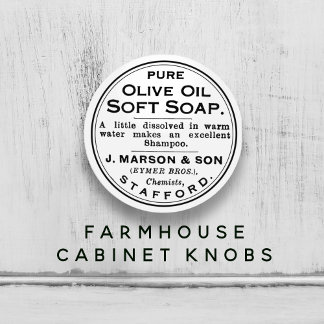 White New Vintage Pure Olive Oil Soap Ad Bathroom Ceramic Knob