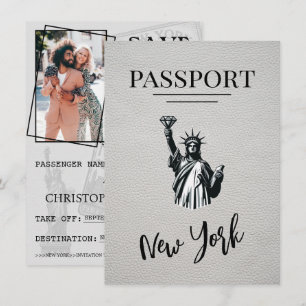 White New York City Passport Save The Date
