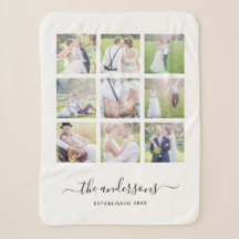 White Nine Photo Collage Family Name Calligraphy