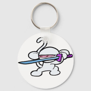 White Ninja On Guard-No Words Keychain