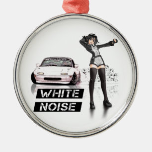White Noise MX5 Miata Metal Ornament