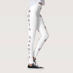 White North Dakota State Flower Wild Rose Leggings
