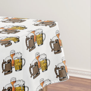 White Novelty Three Cheers Beers Tablecloth