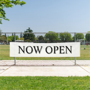 White Now Open Sign Banner