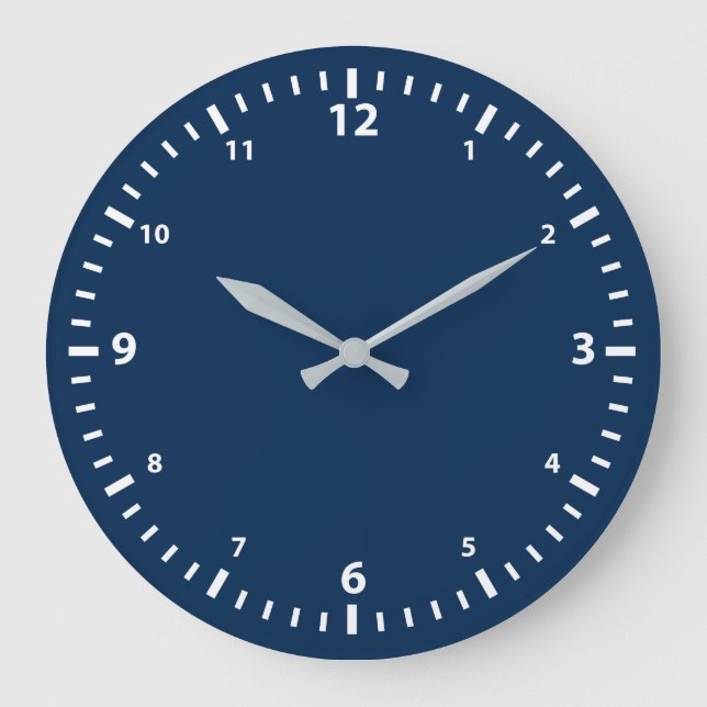 White Number Clock Face on Navy Blue (Front)