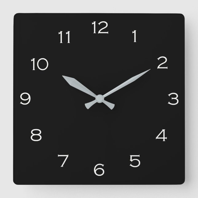 White Numbers On Black wccnt arc1 Square Wall Clock (Front)