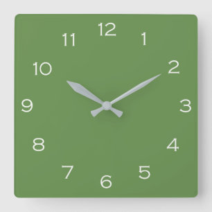 White Numbers On Green wccn Square Wall Clock