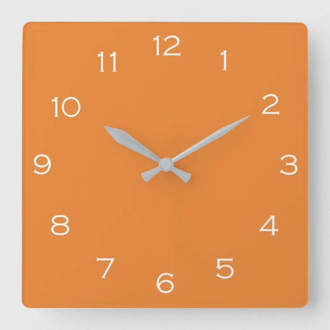 White Numbers On Orange Wall Clock arc3 (Front)