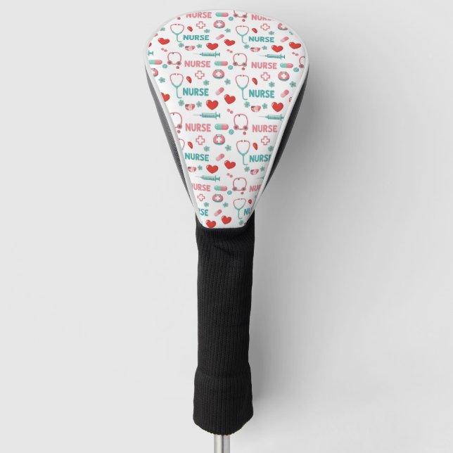 White Nurse Life Seamless Pattern (1) Golf Head Cover (Front)