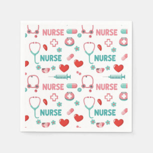 White Nurse Life Seamless Pattern (1) Napkin