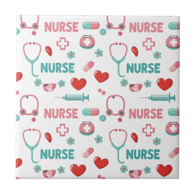 White Nurse Life Seamless Pattern (1) Tile (Front)