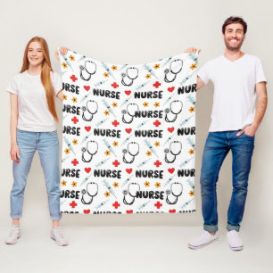 White Nurse Life Seamless Pattern (2) Fleece Blanket