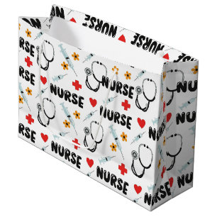 White Nurse Life Seamless Pattern (2) Large Gift Bag