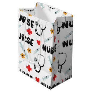 White Nurse Life Seamless Pattern (2) Medium Gift Bag