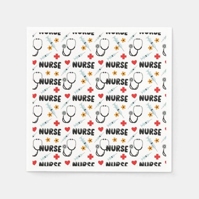 White Nurse Life Seamless Pattern (2) Napkin (Front)
