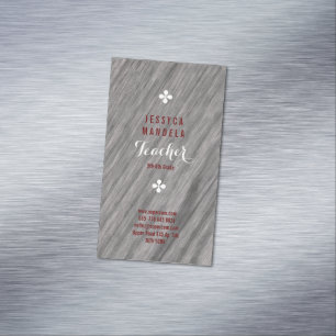 White oak wood, brown, white 	Magnetic business card