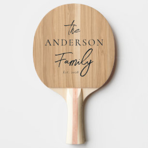 White Oak Wood Hand Written Family Name Ping Pong Paddle