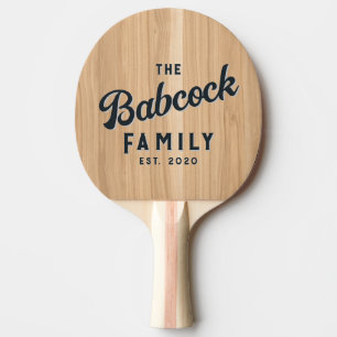 White oak Wood Retro Family Name & Year Ping Pong Paddle