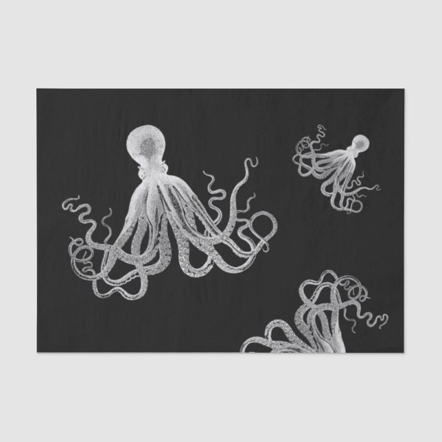 White Octopus Black Tissue Paper (Front)