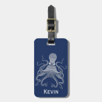 White Octopus Luggage Tag