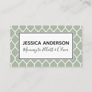 White Ogee & Sage Mommy Playdate Calling Card