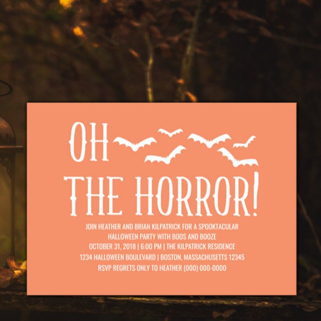 White Oh The Horror Invitation de la fête d'Hallow (White Oh The Horror Halloween Party Invite)
