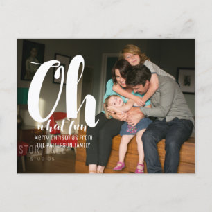 White Oh What Fun Holiday Photo Postcard