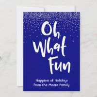 White Oh What Fun w/ Navy & Silver Confetti