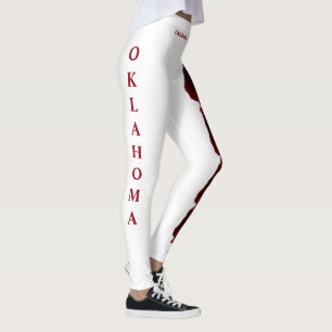 White Oklahoma State Oklahoma Rose Flower Leggings