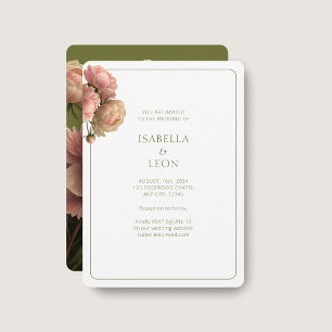 White & Olive   Blush Rose Wedding Invitation