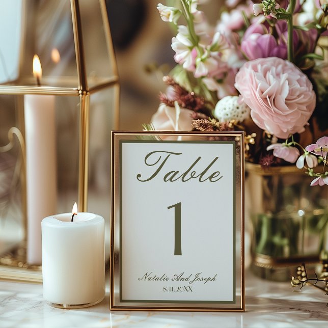 White Olive Green Old Money  Wedding Table Number (Creator Uploaded)
