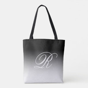 White Ombre Over Any Colour with Monogram Tote Bag