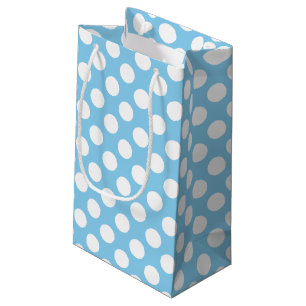 White on Baby Blue Large Size Polka Dots Small Gift Bag